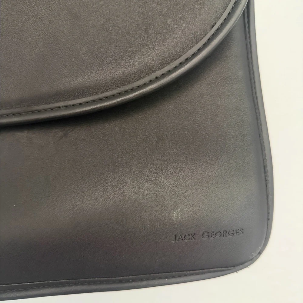 Jack Georges Black Leather Briefcase – Lockable with Keys